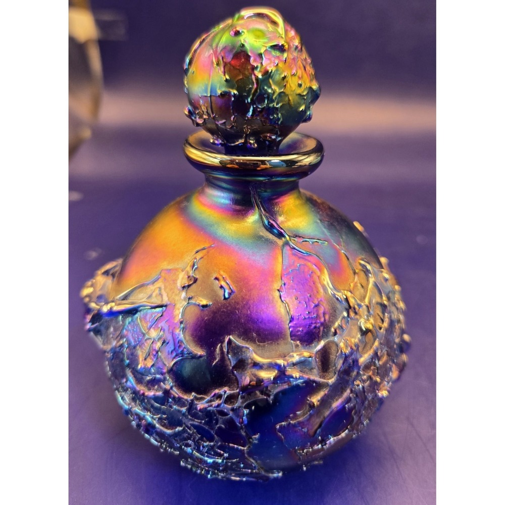 VTG Iridescent Perfume Textured Bottle, I.W. Rice & Co. 1905 Carnival Glass #22